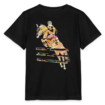 Reiter Springreiten - Stanley/Stella Kinder T-Shirt MINI CREATOR  - Schwarz - Vorne - Mikhail (115cm)