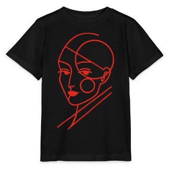Roter geometrischer Mensch - Stanley/Stella Kinder T-Shirt MINI CREATOR  - Schwarz - Vorne - Mikhail (115cm)