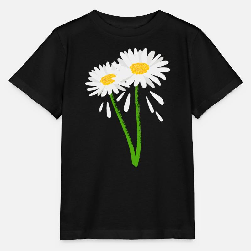 Decorative flower on green stem - Stanley/Stella MINI CREATOR Kids’ T-Shirt - black