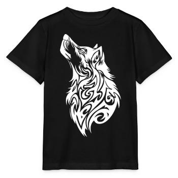 Tatouage tribal de loup - T-shirt bio MINI CREATOR Stanley/Stella Enfant - noir - Devant - Mikhail (115cm)