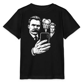 Selfie de Nietzsche avec Schopenhauer et Kierkegaard - T-shirt bio MINI CREATOR Stanley/Stella Enfant - noir - Devant - Mikhail (115cm)