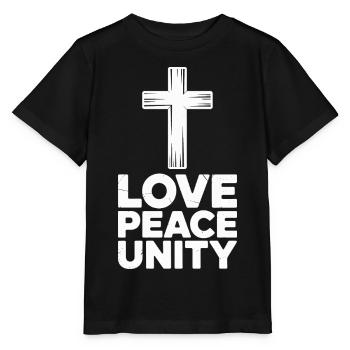 Liebe Frieden Einheit Kreuz Spiritualität - Stanley/Stella Kinder T-Shirt MINI CREATOR  - Schwarz - Vorne - Mikhail (115cm)