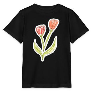 Wasserfarbene Tulpe - Stanley/Stella Kinder T-Shirt MINI CREATOR  - Schwarz - Vorne - Mikhail (115cm)