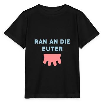 ★ Designfarben änderbar ★ Ran an die Euter, Zitzen - Stanley/Stella Kinder T-Shirt MINI CREATOR  - Schwarz - Vorne - Mikhail (115cm)
