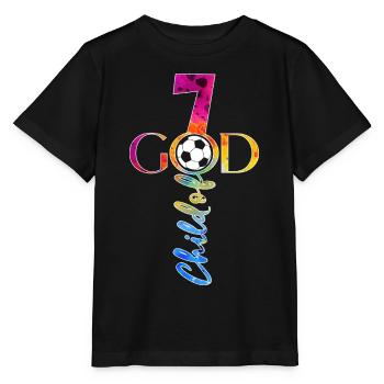 GOTT 7 JAHRE JESUS FUßBALL 7. GEBURTSTAG - Stanley/Stella Kinder T-Shirt MINI CREATOR  - Schwarz - Vorne - Mikhail (115cm)