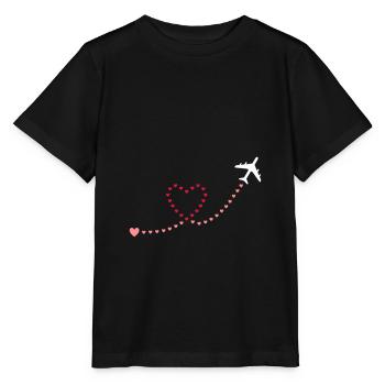 ★ Design colors changeable ★ Airplane, hearts - Stanley/Stella MINI CREATOR Kids’ T-Shirt - black - Front - Mikhail (115cm)
