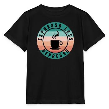 Moins Depresso Coffee Lover Déprimé - T-shirt bio MINI CREATOR Stanley/Stella Enfant - noir - Devant - Mikhail (115cm)