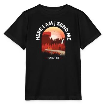 Hier bin ich Schick mir Bibelverse - Stanley/Stella Kinder T-Shirt MINI CREATOR  - Schwarz - Vorne - Mikhail (115cm)