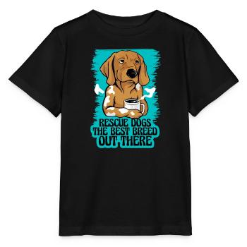 Adoption von Rettungshunden im Tierheim - Stanley/Stella Kinder T-Shirt MINI CREATOR  - Schwarz - Vorne - Mikhail (115cm)