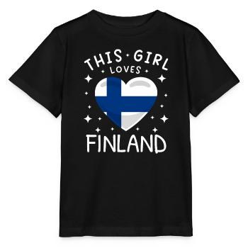 Drapeau de la Finlande Suomi Drapeau finlandais coeur disant - T-shirt bio MINI CREATOR Stanley/Stella Enfant - noir - Devant - Mikhail (115cm)
