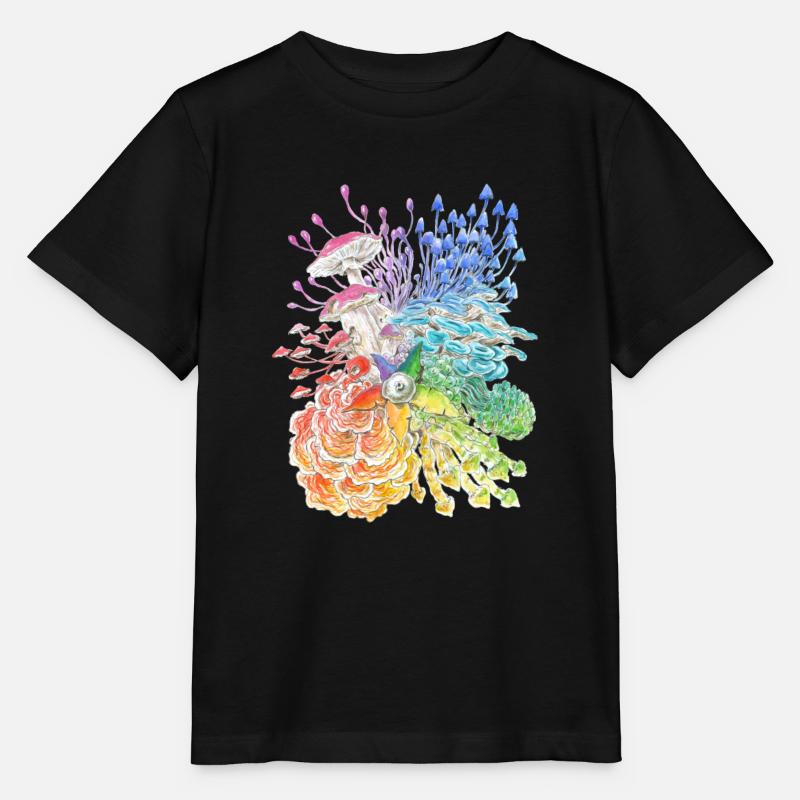 Champignons arc-en-ciel / diversité - T-shirt bio MINI CREATOR Stanley/Stella Enfant - noir