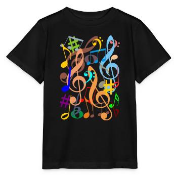 Musiknoten - Stanley/Stella Kinder T-Shirt MINI CREATOR  - Schwarz - Vorne - Mikhail (115cm)