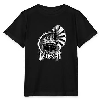 Tourne-disque vinyle gramophone rétro - T-shirt bio MINI CREATOR Stanley/Stella Enfant - noir - Devant - Mikhail (115cm)