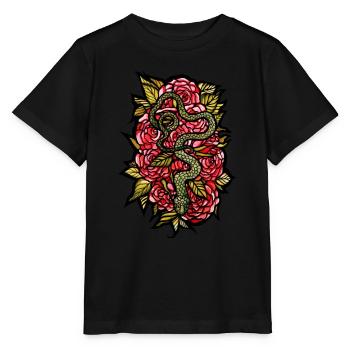 Roses serpent - T-shirt bio MINI CREATOR Stanley/Stella Enfant - noir - Devant - Mikhail (115cm)