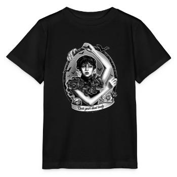 Mercredi Addams - T-shirt bio MINI CREATOR Stanley/Stella Enfant - noir - Devant - Mikhail (115cm)