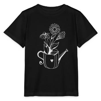 Arrosoir avec fleurs - T-shirt bio MINI CREATOR Stanley/Stella Enfant - noir - Devant - Mikhail (115cm)
