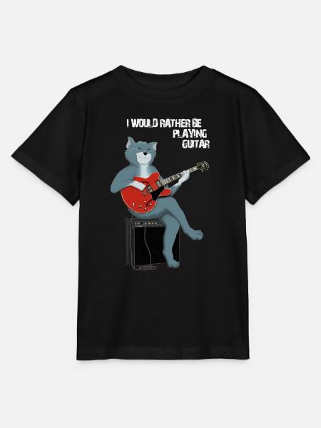 ICH WÜRDE LIEBER GITARRE SPIELEN - CAT - Stanley/Stella Kinder T-Shirt MINI CREATOR  - Schwarz