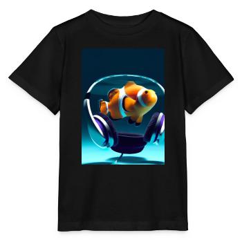 Clownfisch Kopfhörer - Stanley/Stella Kinder T-Shirt MINI CREATOR  - Schwarz - Vorne - Mikhail (115cm)