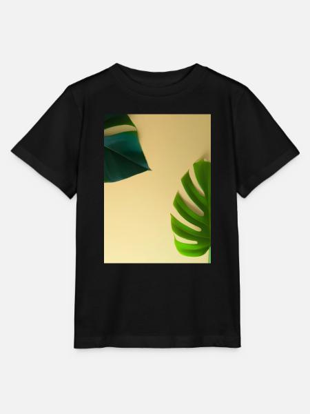 Monstera-Blätter - Stanley/Stella Kinder T-Shirt MINI CREATOR - Schwarz