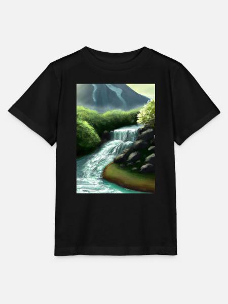 Forest River Wasserfall - Stanley/Stella Kinder T-Shirt MINI CREATOR - Schwarz
