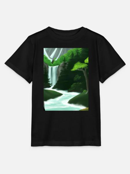 Forest River Wasserfall - Stanley/Stella Kinder T-Shirt MINI CREATOR  - Schwarz