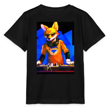 Fox am DJ-Pult - Stanley/Stella Kinder T-Shirt MINI CREATOR  - Schwarz - Vorne - Mikhail (115cm)