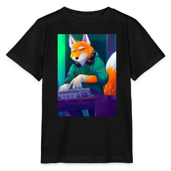 Fox am DJ-Pult - Stanley/Stella Kinder T-Shirt MINI CREATOR  - Schwarz - Vorne - Mikhail (115cm)