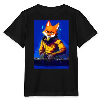 Fox am DJ-Pult - Stanley/Stella Kinder T-Shirt MINI CREATOR  - Schwarz - Vorne - Mikhail (115cm)
