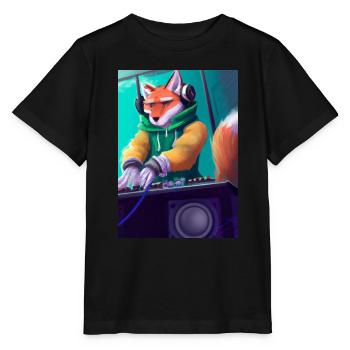Fox am DJ-Pult - Stanley/Stella Kinder T-Shirt MINI CREATOR  - Schwarz - Vorne - Mikhail (115cm)