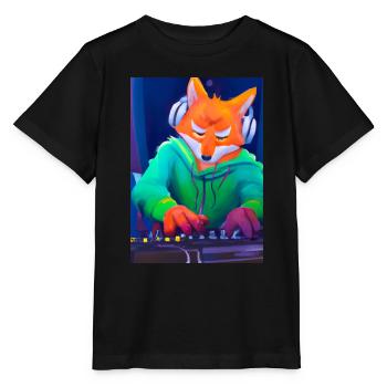 Fox am DJ-Pult - Stanley/Stella Kinder T-Shirt MINI CREATOR  - Schwarz - Vorne - Mikhail (115cm)