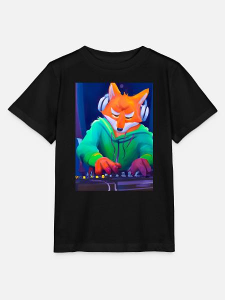 Fox am DJ-Pult - Stanley/Stella Kinder T-Shirt MINI CREATOR  - Schwarz