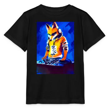 Fox am DJ-Pult - Stanley/Stella Kinder T-Shirt MINI CREATOR  - Schwarz - Vorne - Mikhail (115cm)