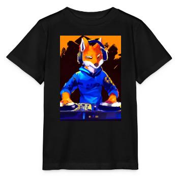 Fox am DJ-Pult - Stanley/Stella Kinder T-Shirt MINI CREATOR  - Schwarz - Vorne - Mikhail (115cm)