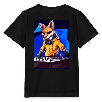 Fox am DJ-Pult - Stanley/Stella Kinder T-Shirt MINI CREATOR  - Schwarz - Vorne - Mikhail (115cm)