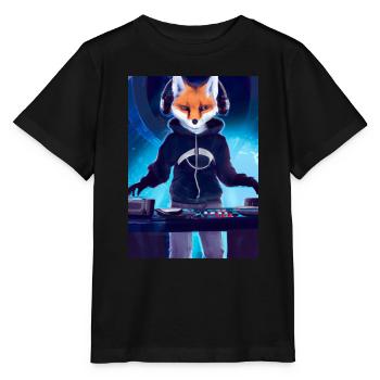 Fox am DJ-Pult - Stanley/Stella Kinder T-Shirt MINI CREATOR  - Schwarz - Vorne - Mikhail (115cm)