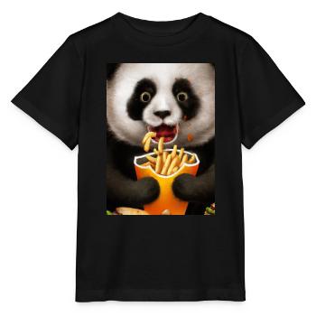 Panda isst Fast Food - Stanley/Stella Kinder T-Shirt MINI CREATOR  - Schwarz - Vorne - Mikhail (115cm)