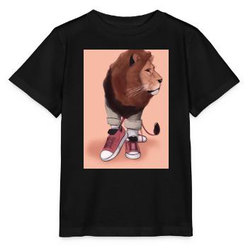 Löwe trägt Turnschuhe - Stanley/Stella Kinder T-Shirt MINI CREATOR  - Schwarz - Vorne - Mikhail (115cm)