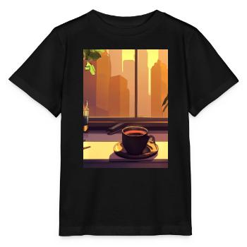 Fenster Kaffee Sonne - Stanley/Stella Kinder T-Shirt MINI CREATOR  - Schwarz - Vorne - Mikhail (115cm)