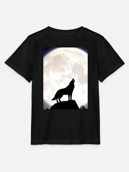 Wolf bei Nacht - Stanley/Stella Kinder T-Shirt MINI CREATOR - Schwarz