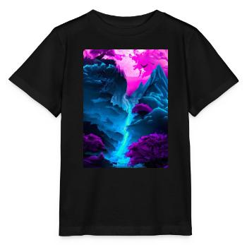 Mystischer Wasserfall - Stanley/Stella Kinder T-Shirt MINI CREATOR  - Schwarz - Vorne - Mikhail (115cm)