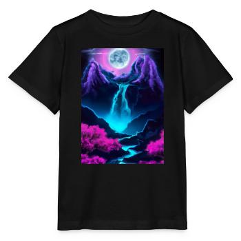 Mystischer Wasserfall - Stanley/Stella Kinder T-Shirt MINI CREATOR  - Schwarz - Vorne - Mikhail (115cm)