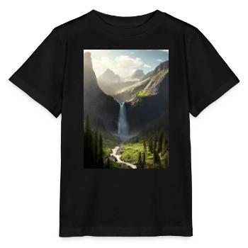 Wasserfall in der Natur - Stanley/Stella Kinder T-Shirt MINI CREATOR  - Schwarz - Vorne - Mikhail (115cm)