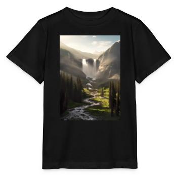 Wasserfall in der Natur - Stanley/Stella Kinder T-Shirt MINI CREATOR  - Schwarz - Vorne - Mikhail (115cm)
