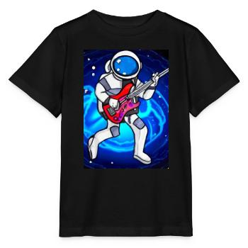 Astronaut spielt Gitarre - Stanley/Stella Kinder T-Shirt MINI CREATOR  - Schwarz - Vorne - Mikhail (115cm)