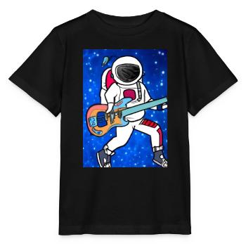 Astronaut spielt Gitarre - Stanley/Stella Kinder T-Shirt MINI CREATOR  - Schwarz - Vorne - Mikhail (115cm)