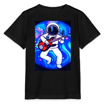 Astronaut spielt Gitarre - Stanley/Stella Kinder T-Shirt MINI CREATOR  - Schwarz - Vorne - Mikhail (115cm)