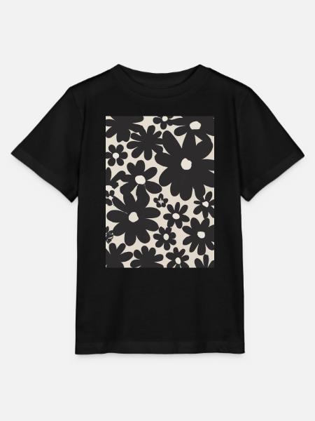 Schwarze Blumen-Muster - Stanley/Stella Kinder T-Shirt MINI CREATOR - Schwarz