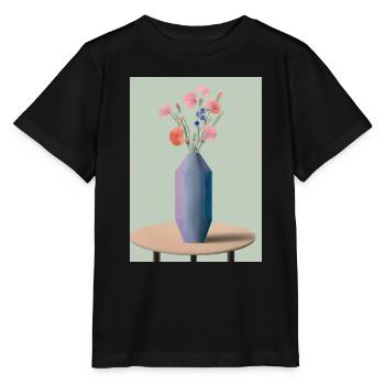 Fancy Blumen Vase - Stanley/Stella Kinder T-Shirt MINI CREATOR  - Schwarz - Vorne - Mikhail (115cm)