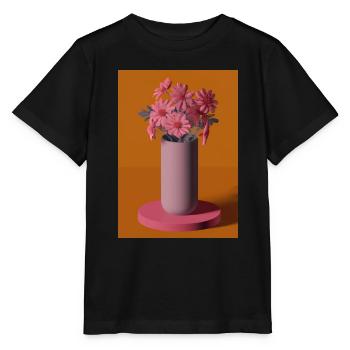 Fancy Blumen Vase - Stanley/Stella Kinder T-Shirt MINI CREATOR  - Schwarz - Vorne - Mikhail (115cm)