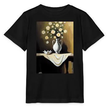 Fancy Blumen Vase - Stanley/Stella Kinder T-Shirt MINI CREATOR  - Schwarz - Vorne - Mikhail (115cm)